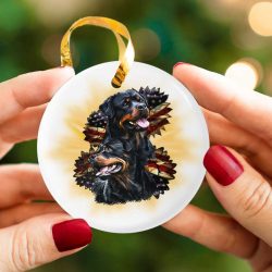 Sunflower Rottweiler Usa Dog Lover Gfits Ceramic Ornament