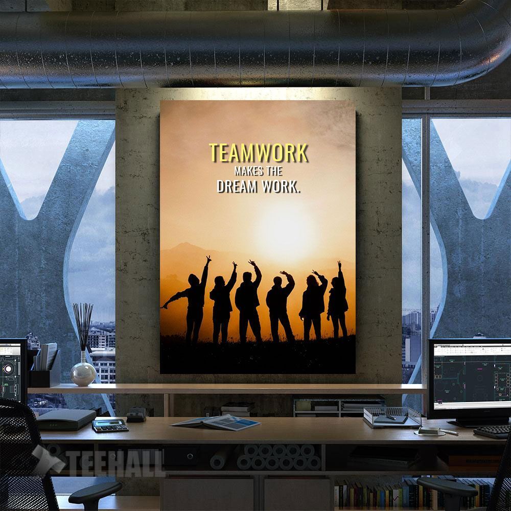 Teamwork Makes It Work Motivational Canvas Prints Wall Art Decor