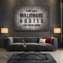 Think Like A Millionaire Motivational Canvas Prints Wall Art Decor