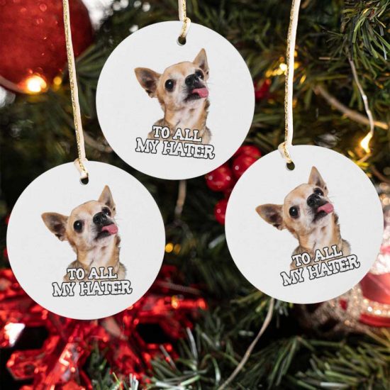 To All My Hater Chihuahua Dog Lover Ceramic Ornament 1
