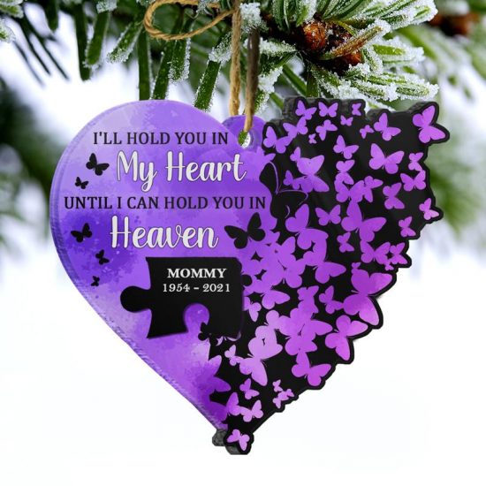 Until I Can Hold You In Heaven Memorial Gift Personalized Custom Heart Acrylic Ornament 1