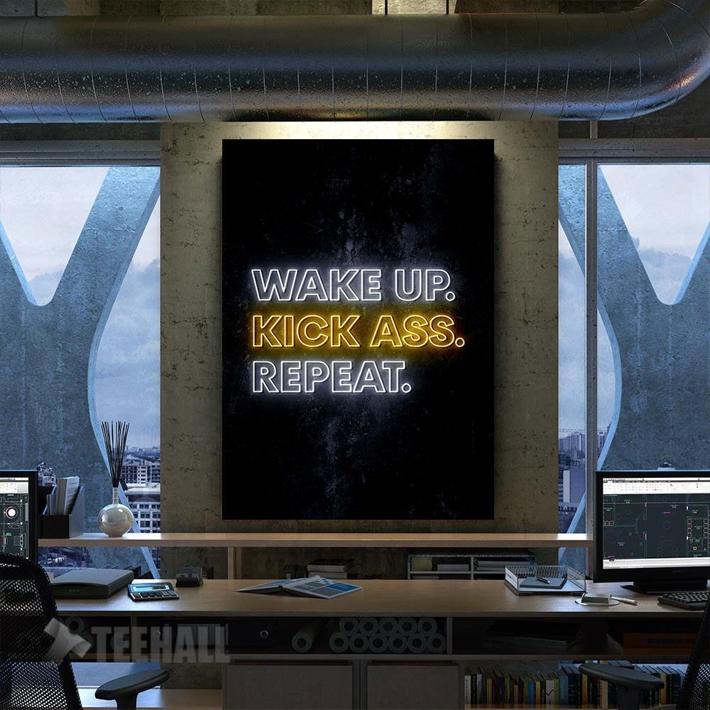Wake Kick Repeat Motivational Canvas Prints Wall Art Decor
