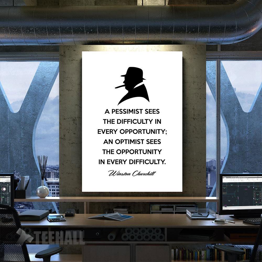Winston Churchill Optimism Motivational Canvas Prints Wall Art Decor