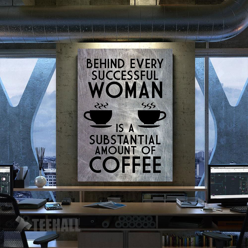 Woman Coffee Metallic Motivational Canvas Prints Wall Art Decor