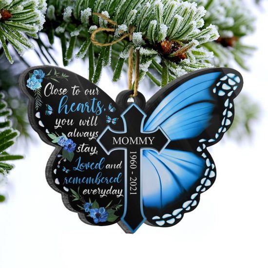 You Will Always Stay Memorial Gift Personalized Custom Butterfly Acrylic Ornament 2