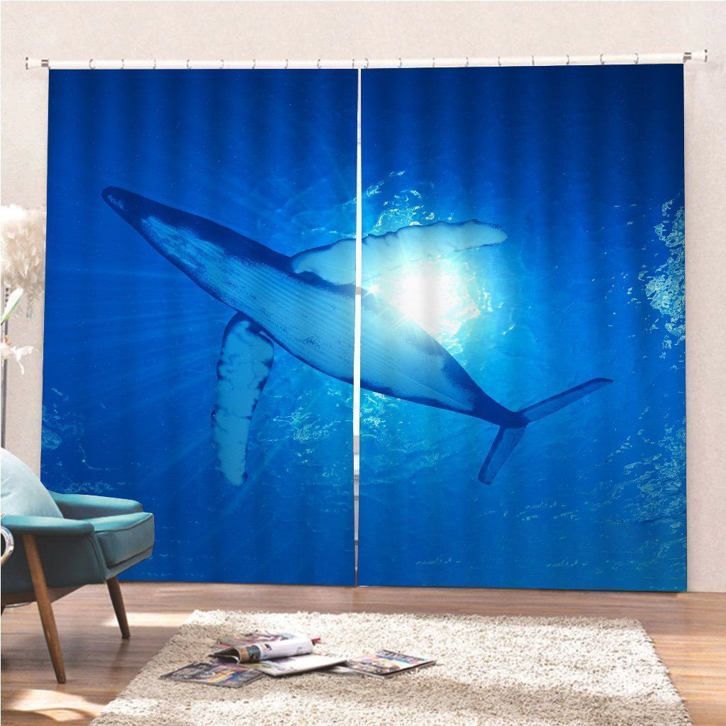 A Humpback Whale Printed Window Curtain Home Decor a humpback whale printed window curtain home decor 3904