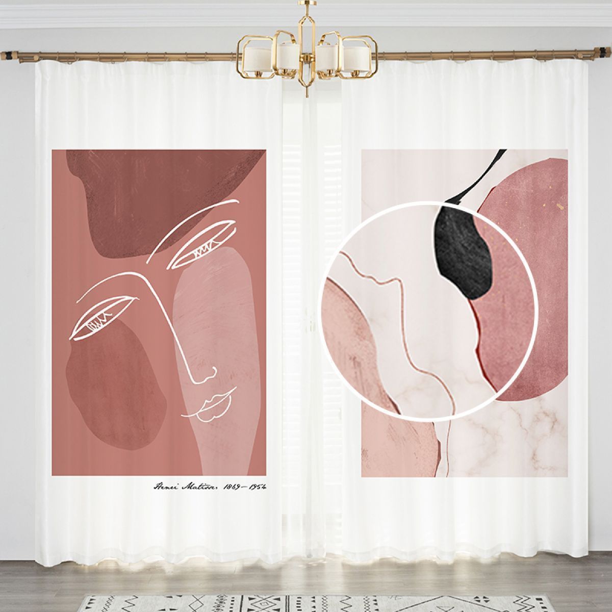 Abstract Figure Painting Printed Window Curtain Home Decor abstract figure painting printed window curtain home decor 2698