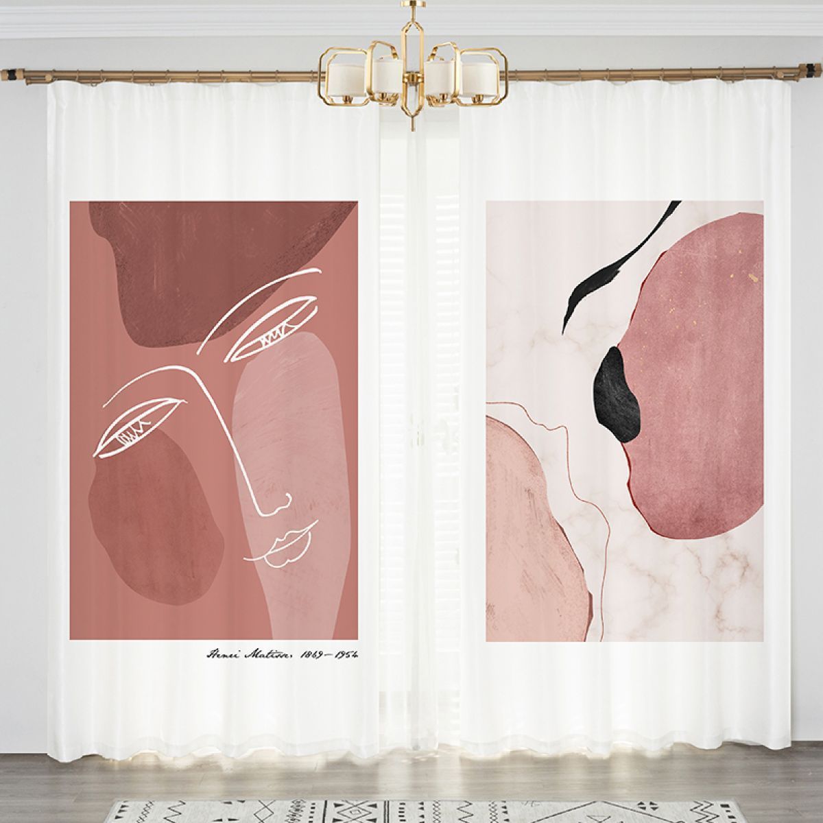 Abstract Figure Painting Printed Window Curtain Home Decor abstract figure painting printed window curtain home decor 7807