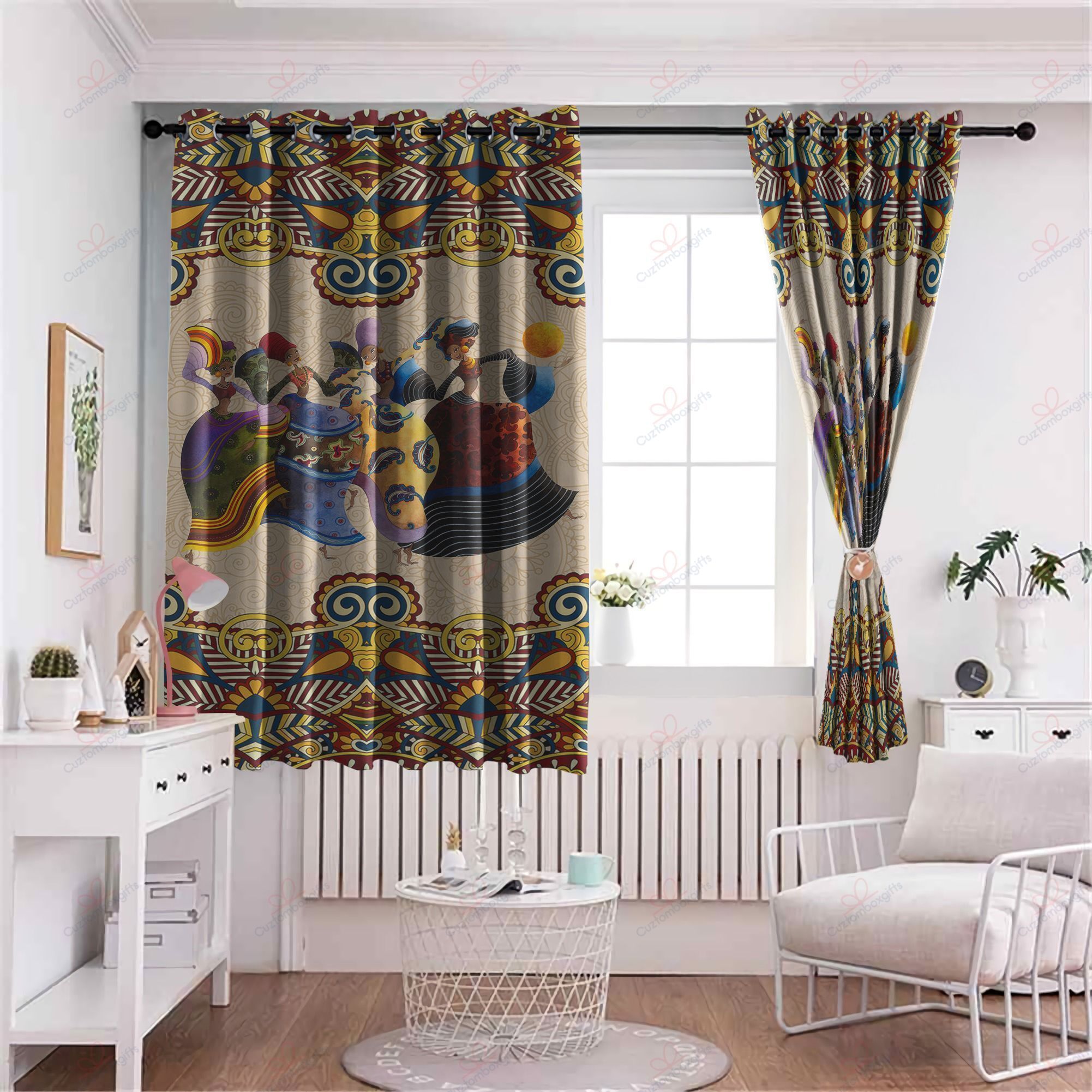 african dancers art printed window curtain home decor 6520