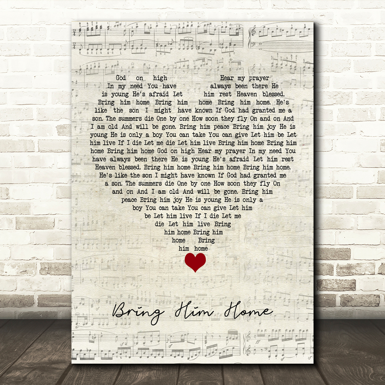 alfie boe bring him home script heart song lyric quote music poster print 3892