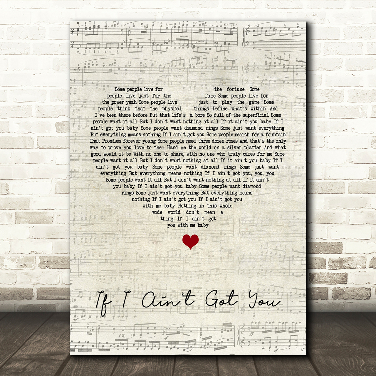 alicia keys if i aint got you script heart song lyric print 5924