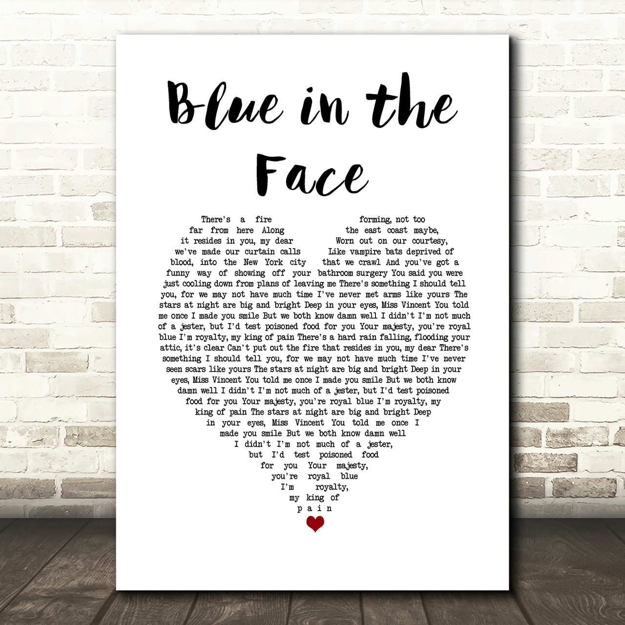 alkaline trio blue in the face white heart song lyric art print 3224
