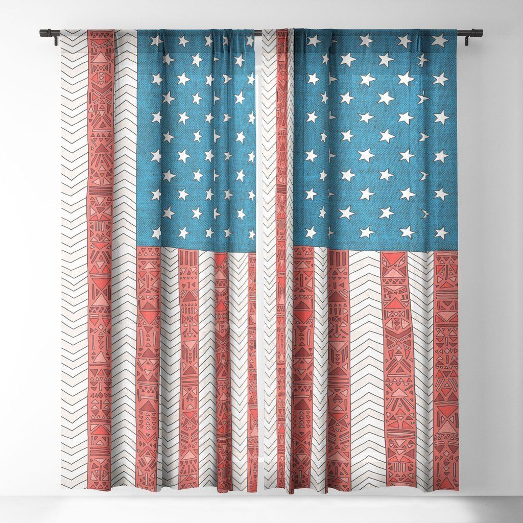 american flag classic printed window curtain home decor 8037