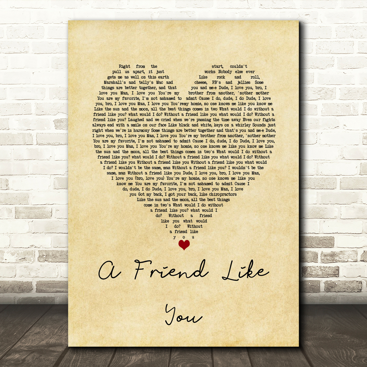 Andy Grammer A Friend Like You Vintage Heart Song Lyric Wall Art Print andy grammer a friend like you vintage heart song lyric wall art print 8759