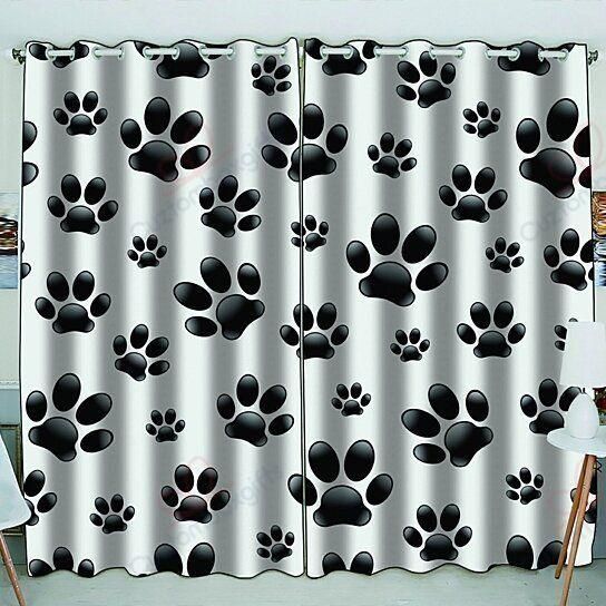 animal footprints dog paws printed window curtain home decor 1049