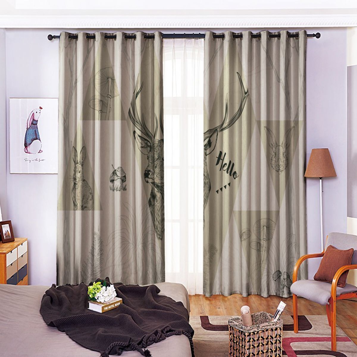 Animals And Mushroom Printed Window Curtain Home Decor animals and mushroom printed window curtain home decor 1961