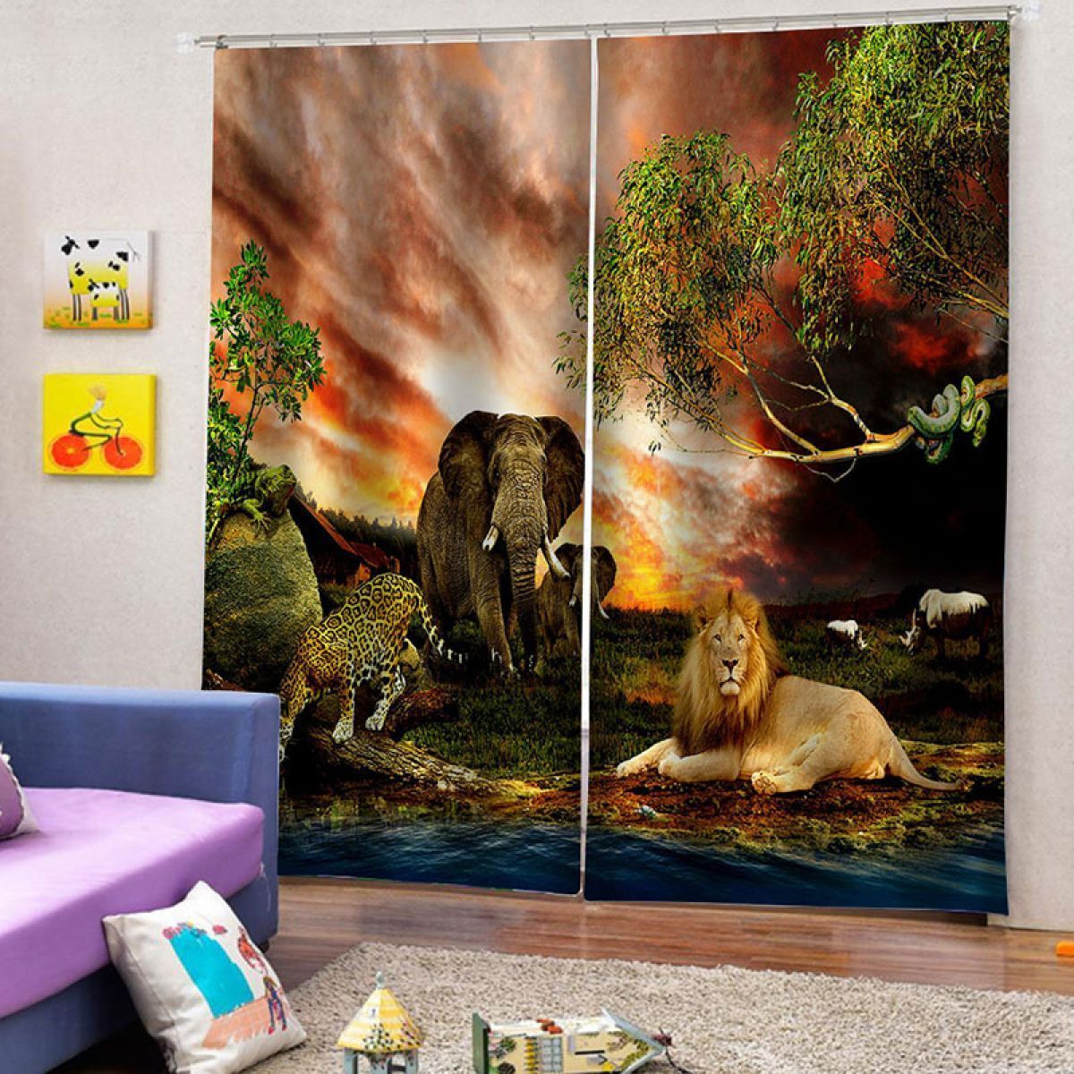 Animals Wild Life Printed Window Curtain Home Decor animals wild life printed window curtain home decor 8121