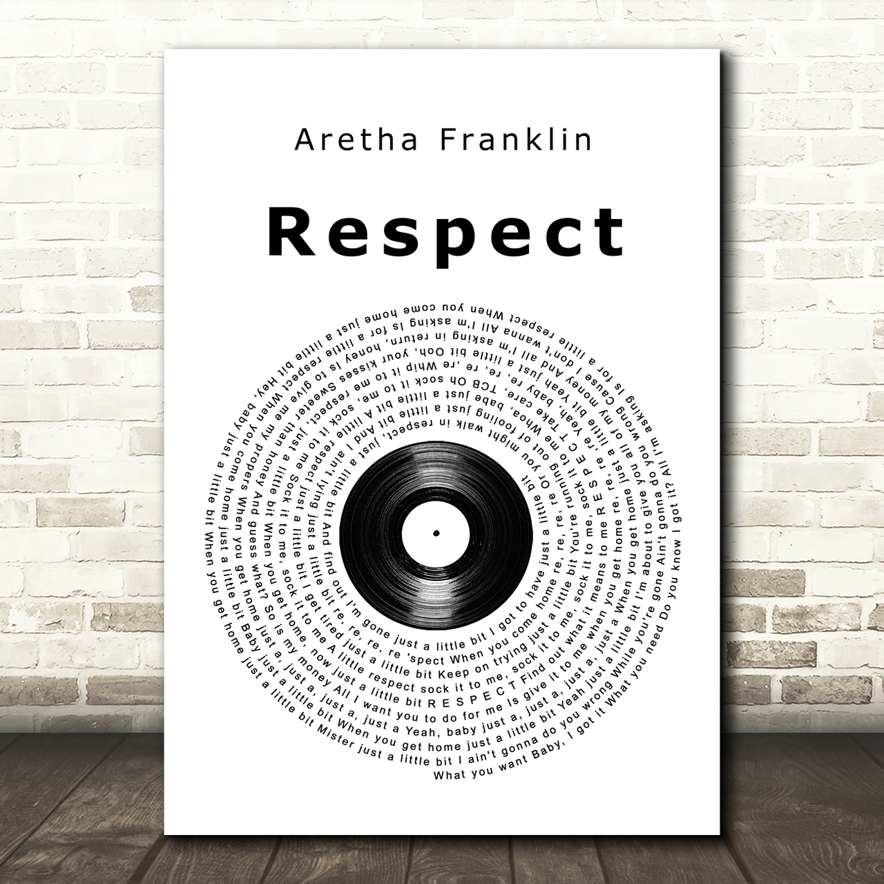 Aretha Franklin Respect Vinyl Record Song Lyric Art Print aretha franklin respect vinyl record song lyric art print 5841