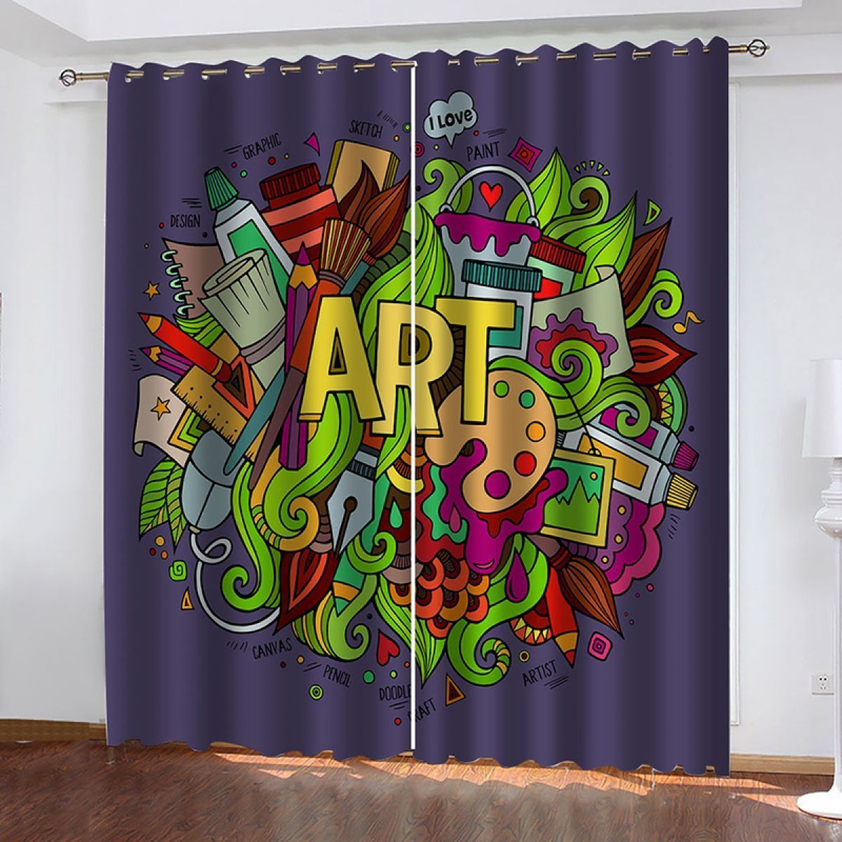 Art Stationery Printed Window Curtain Home Decor art stationery printed window curtain home decor 4620
