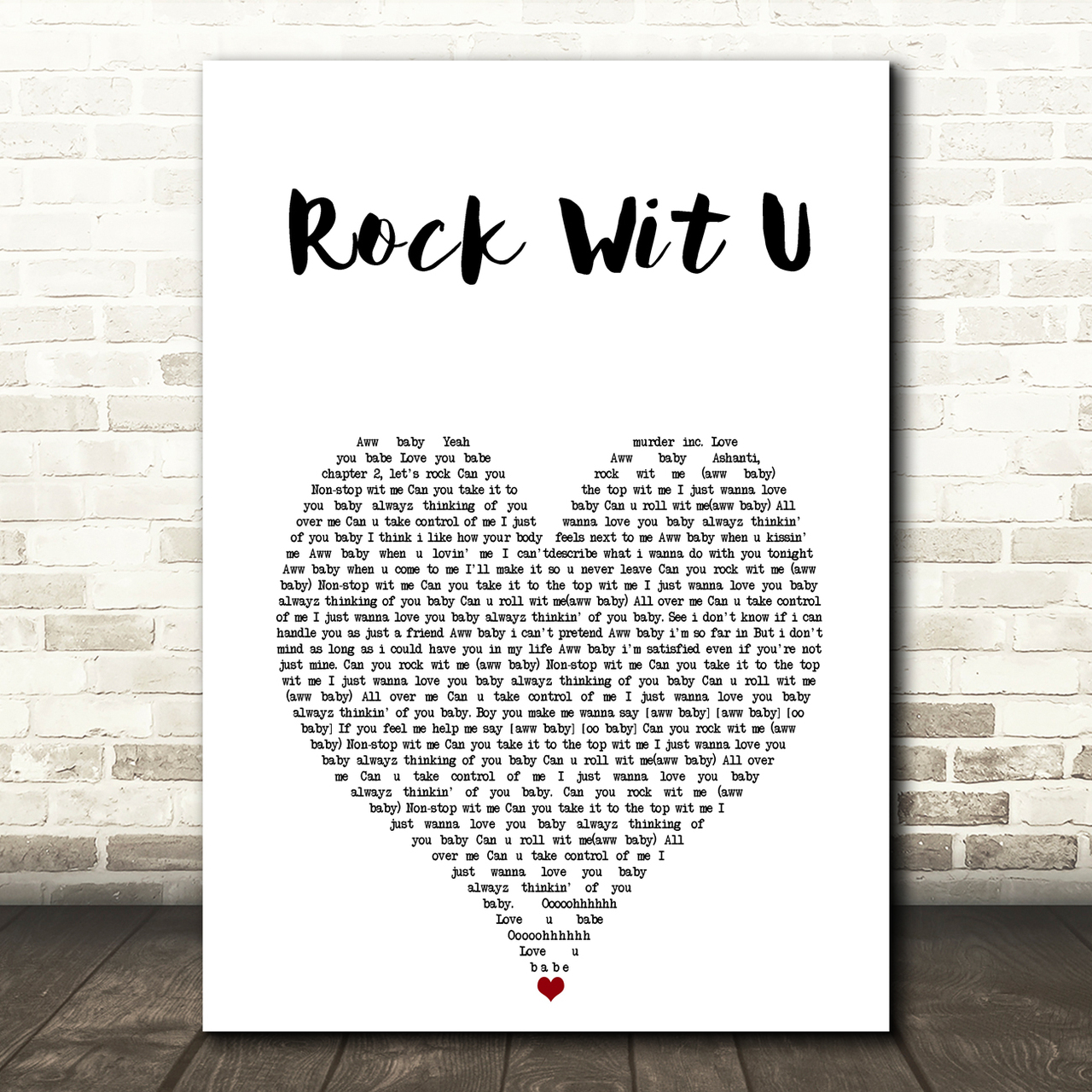 ashanti rock wit u white heart song lyric art print 6415