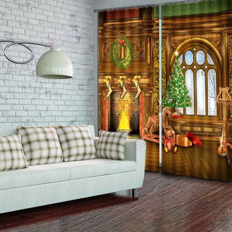 attractive christmas window curtain home decor 1140
