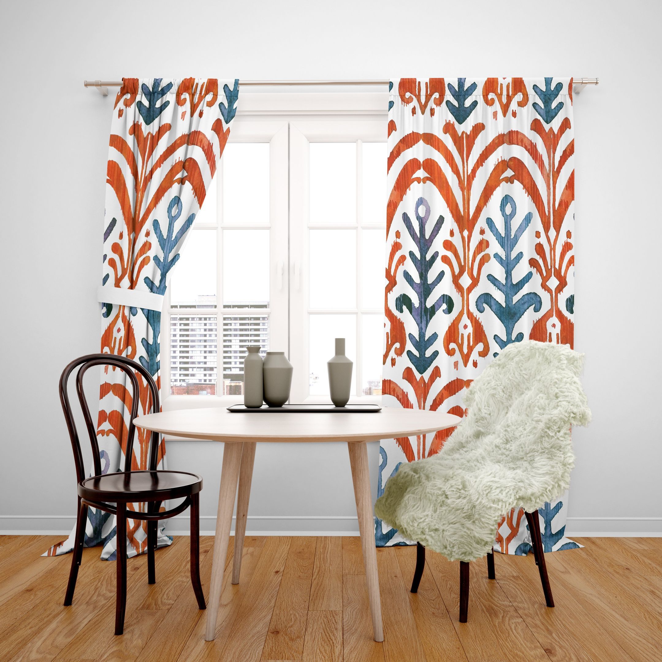 attractive red boho ikat window curtains home decor 8494