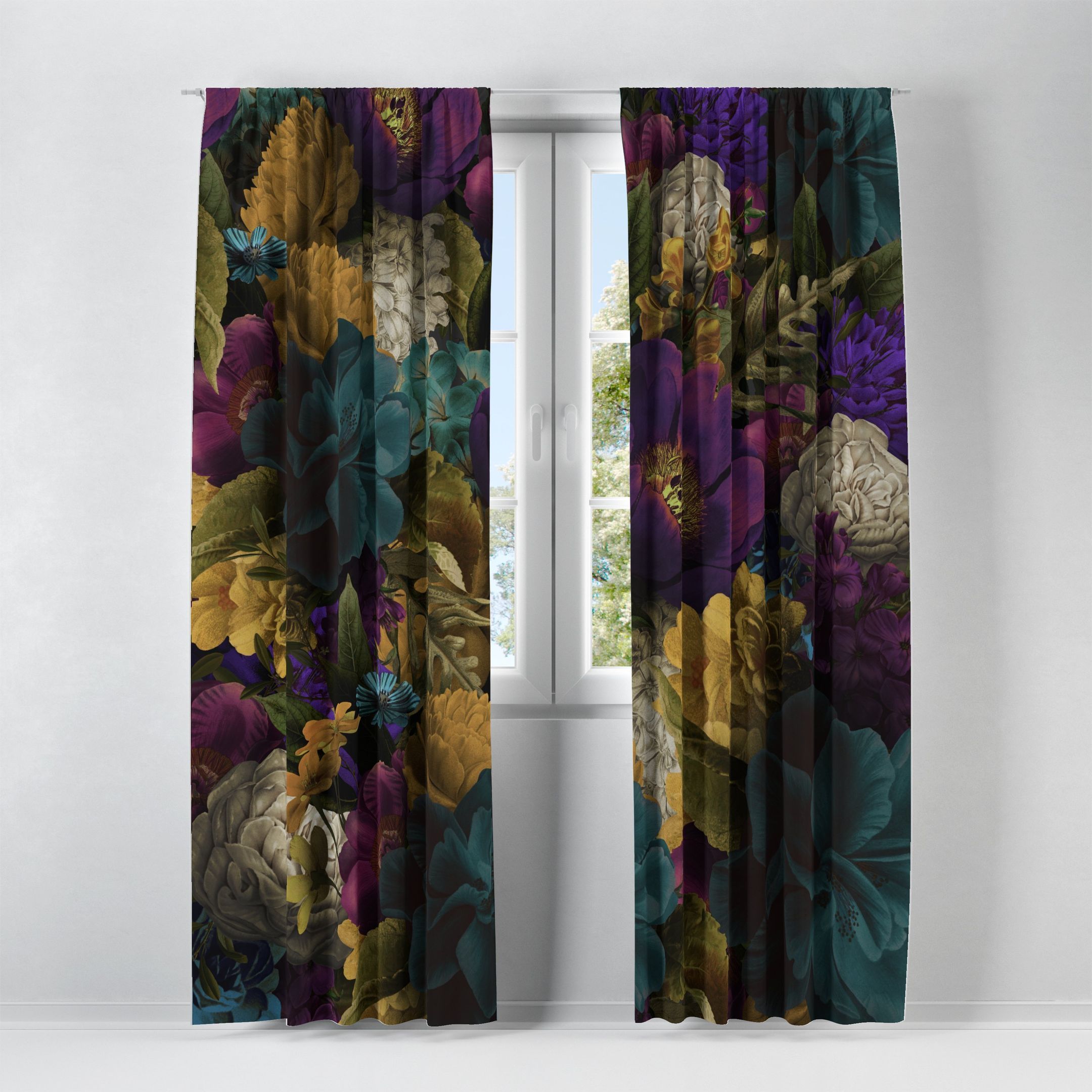 attractive victorian floral printed window curtains home decor 7830