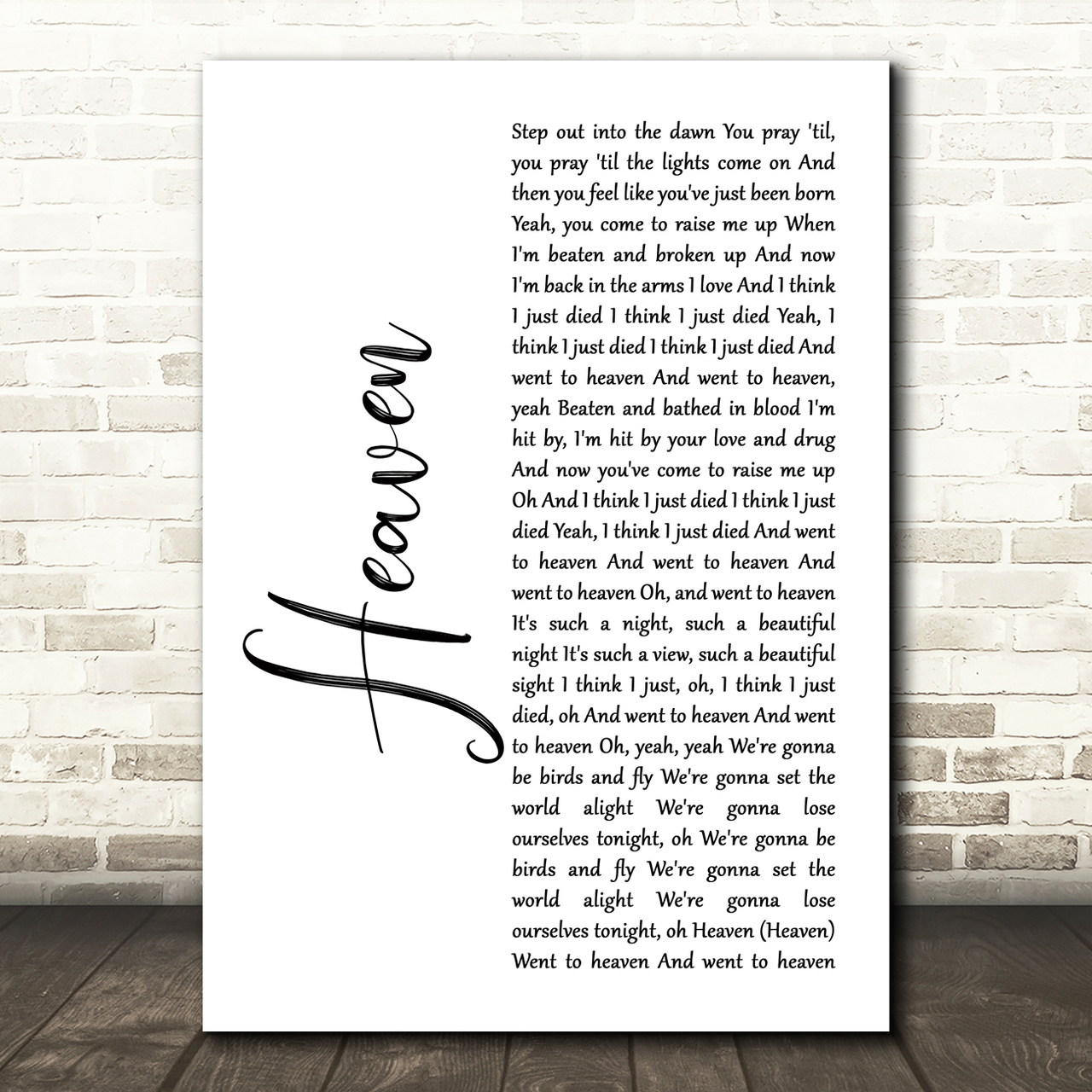 avicii with chris martin heaven white script song lyric art print 1974