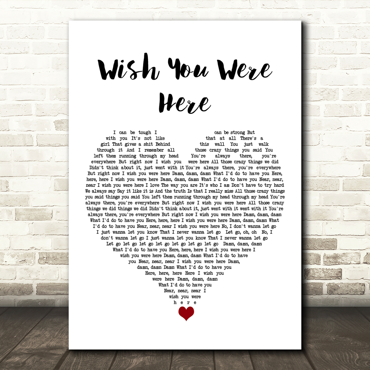 avril lavigne wish you were here white heart song lyric art print 1869