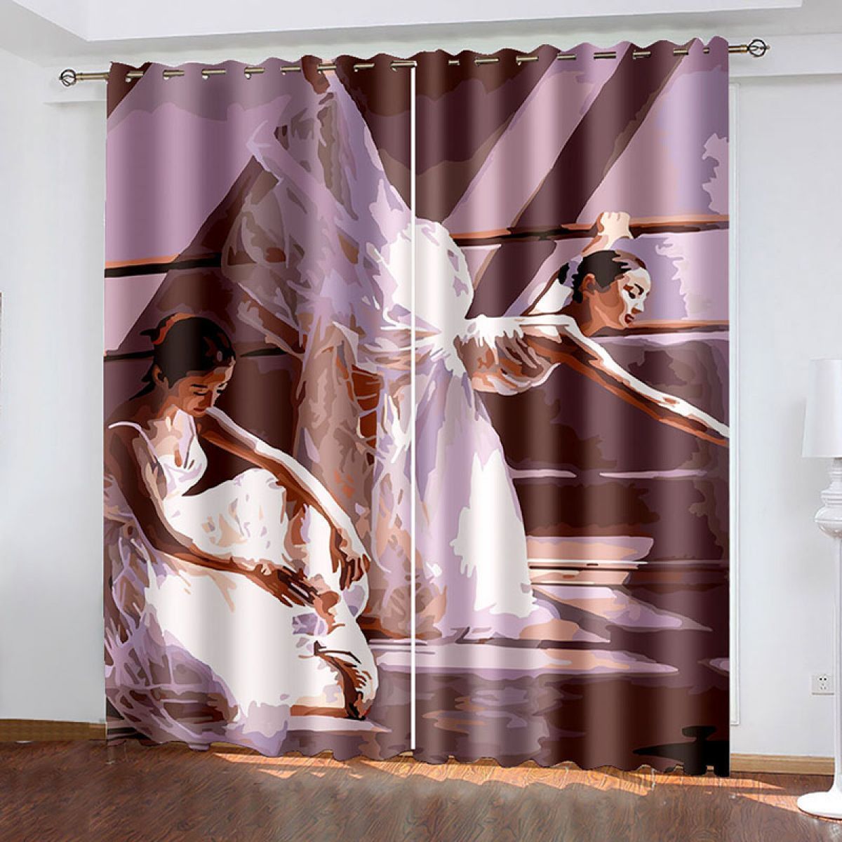 ballet girls follow your dream printed window curtain home decor 3074