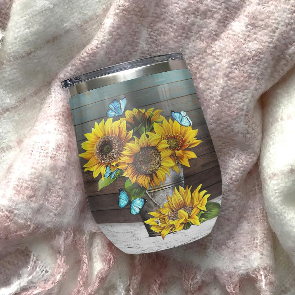 be the reason someone smiles everyday sunflower and butterfly beautiful sunflowers wine tumbler sunflower gift wine tumbler 3184
