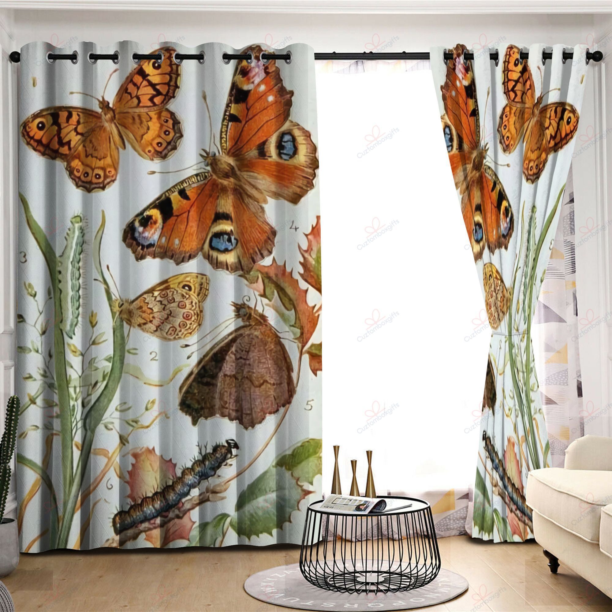 beautiful butterfly transform printed window curtains home decor 3459