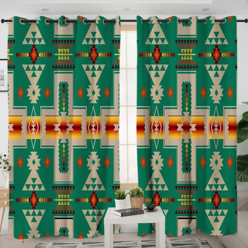beautiful green native printed window curtains home decor 6777