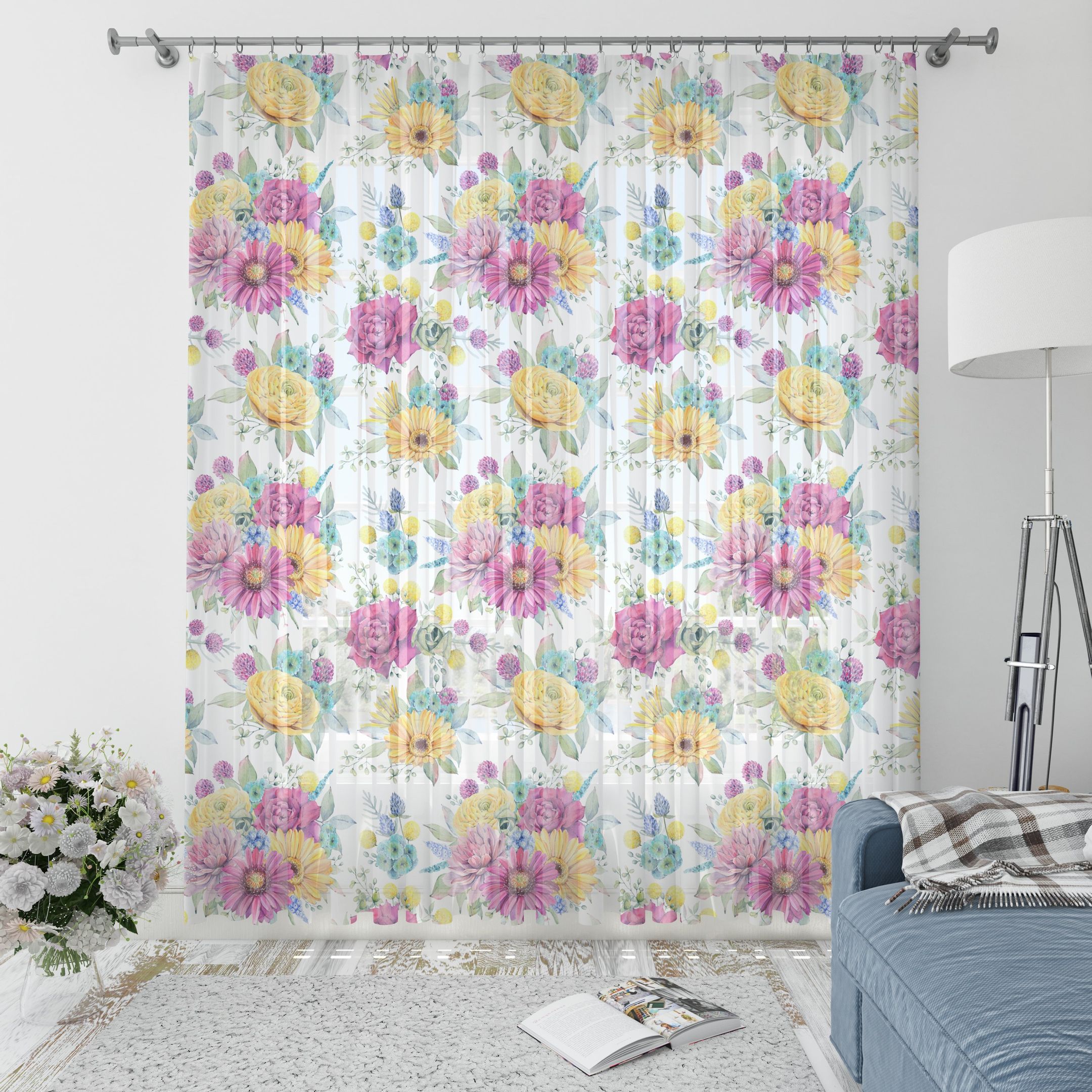 beautiful larosa floral window curtains home decor 6566