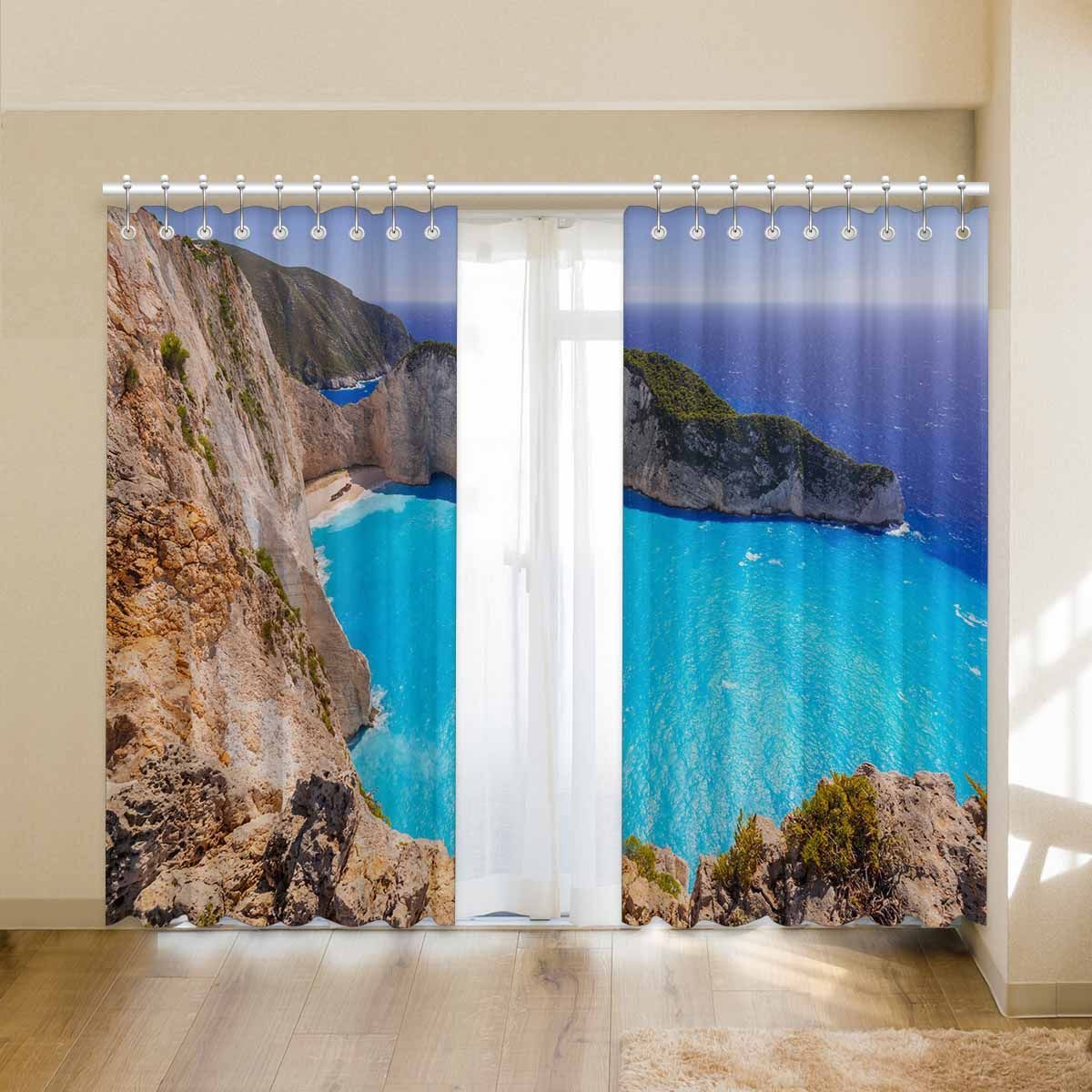 beautiful navagio beach printed window curtain 6821