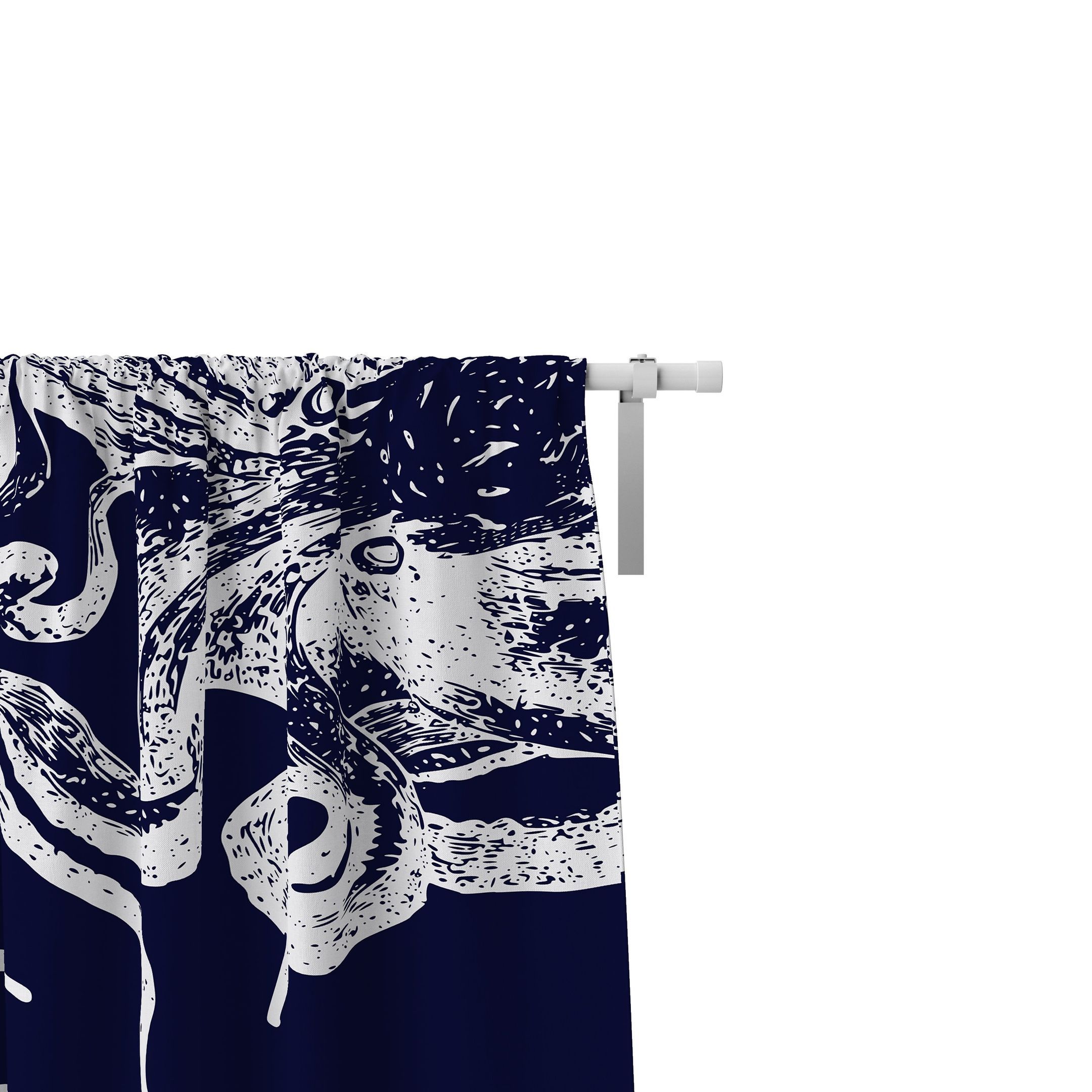 Beautiful Navy Blue Octopus Printed Window Curtain Home Decor beautiful navy blue octopus printed window curtain home decor 6913