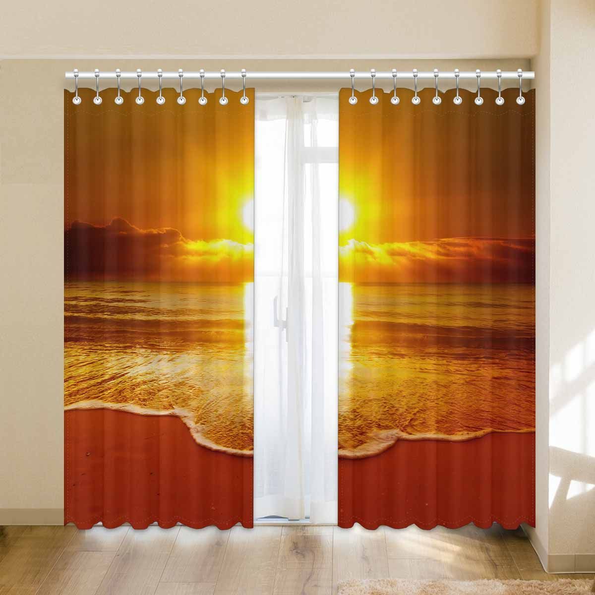 beautiful sunset on the beach printed window curtain 4529