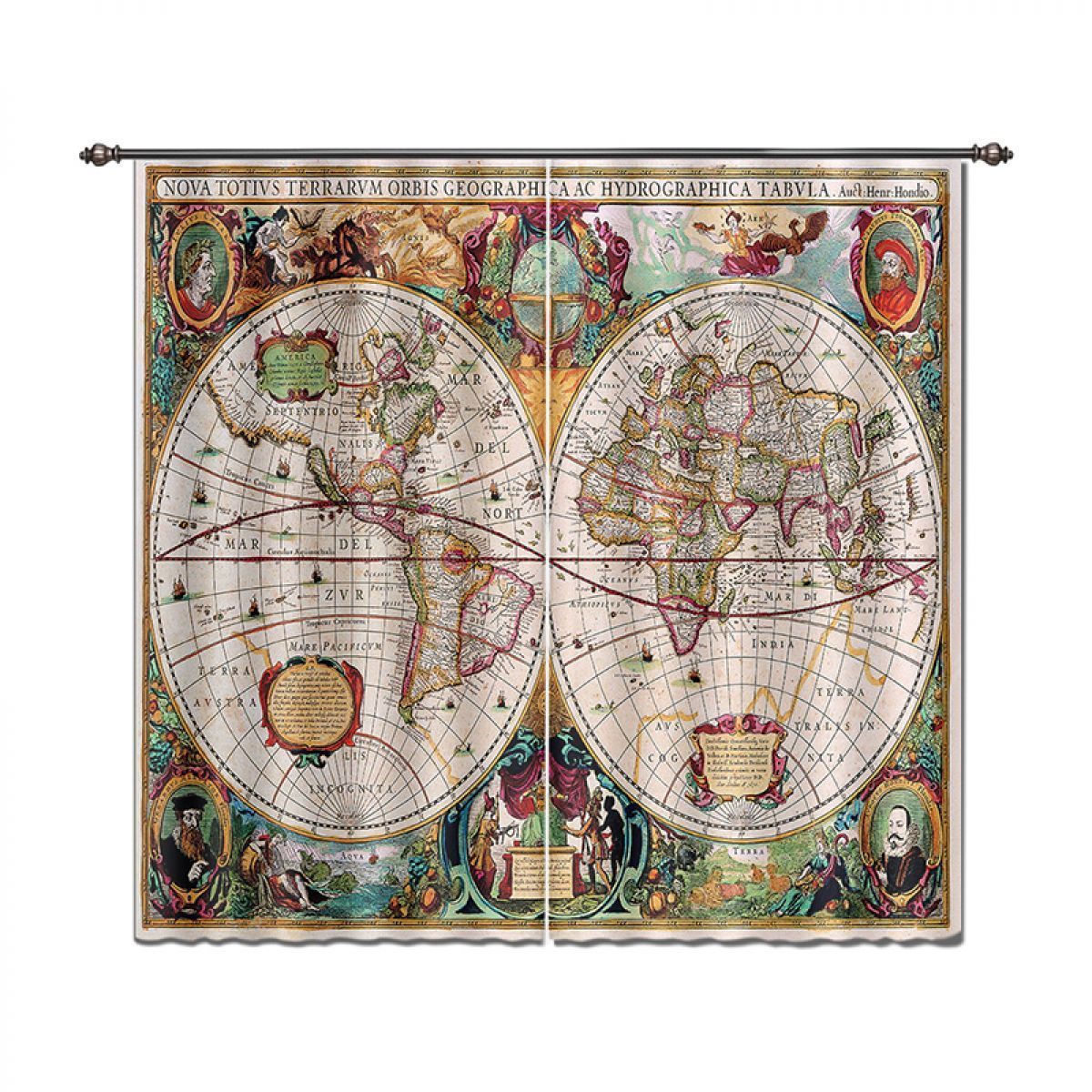 beautiful world map printed window curtain home decor 1755