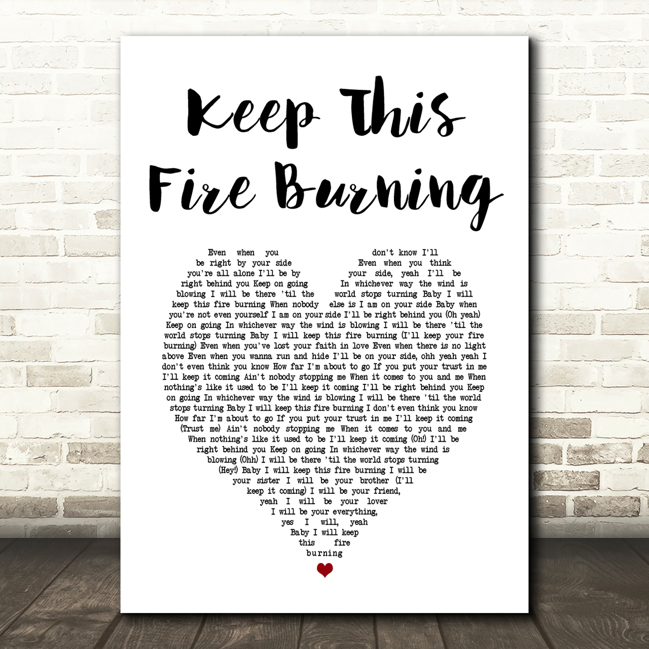 beverley knight keep this fire burning white heart song lyric art print 4033