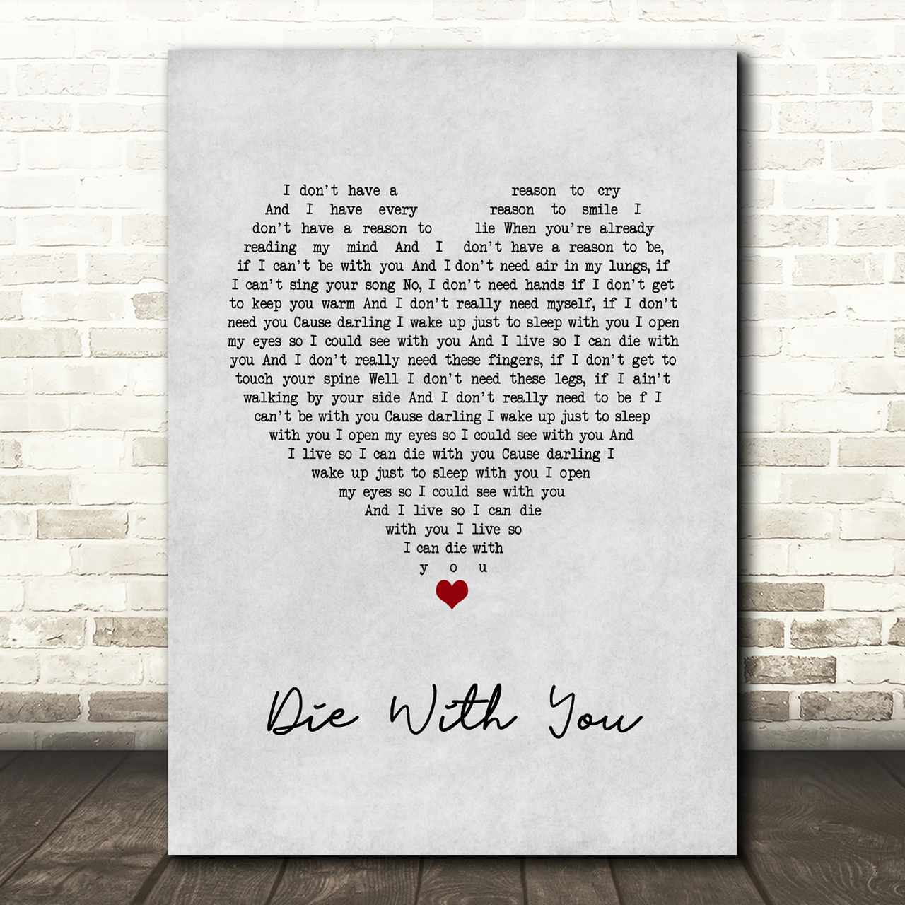 beyonce and jay z die with you grey heart song lyric print 2748