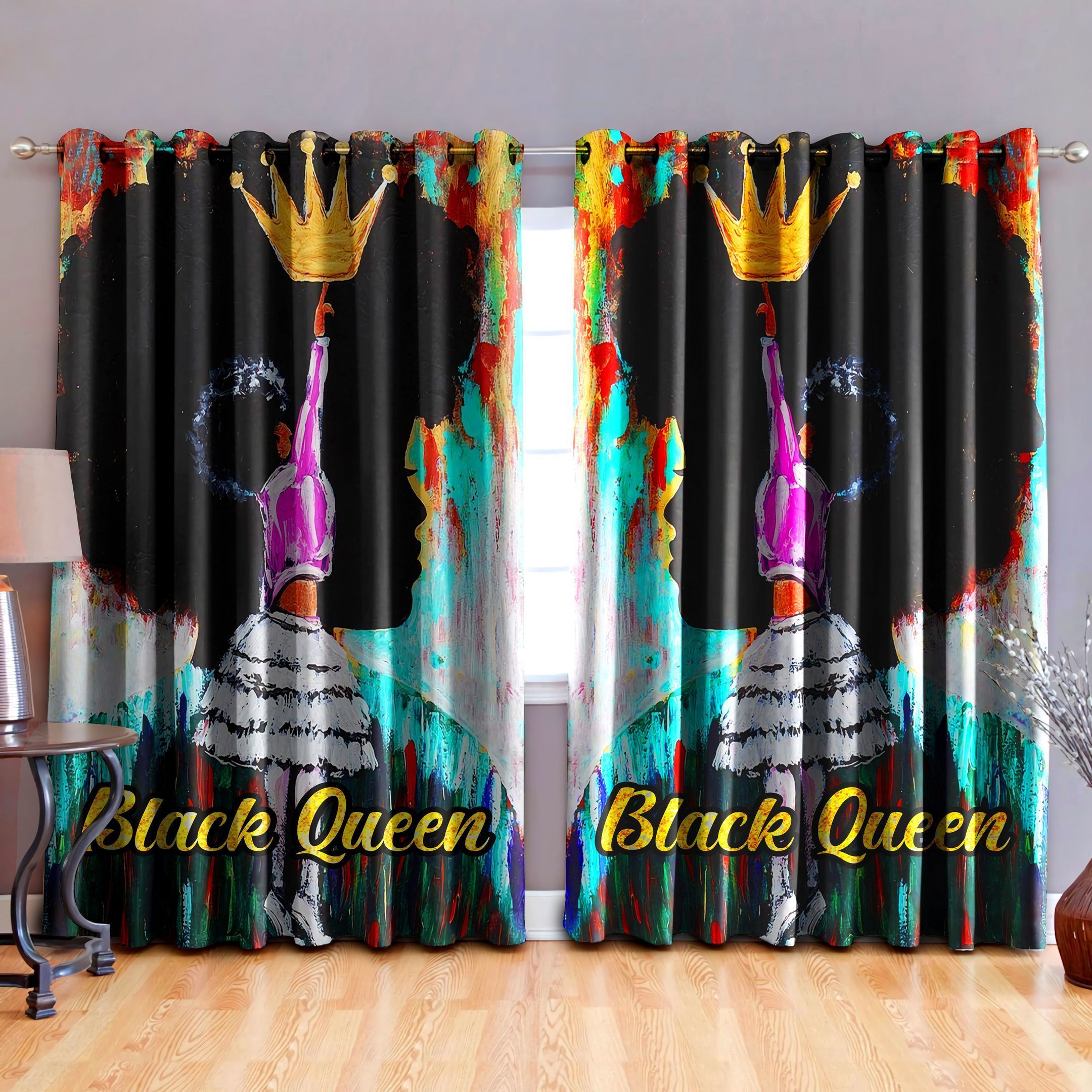 black girl art printed window curtain home decor 4067