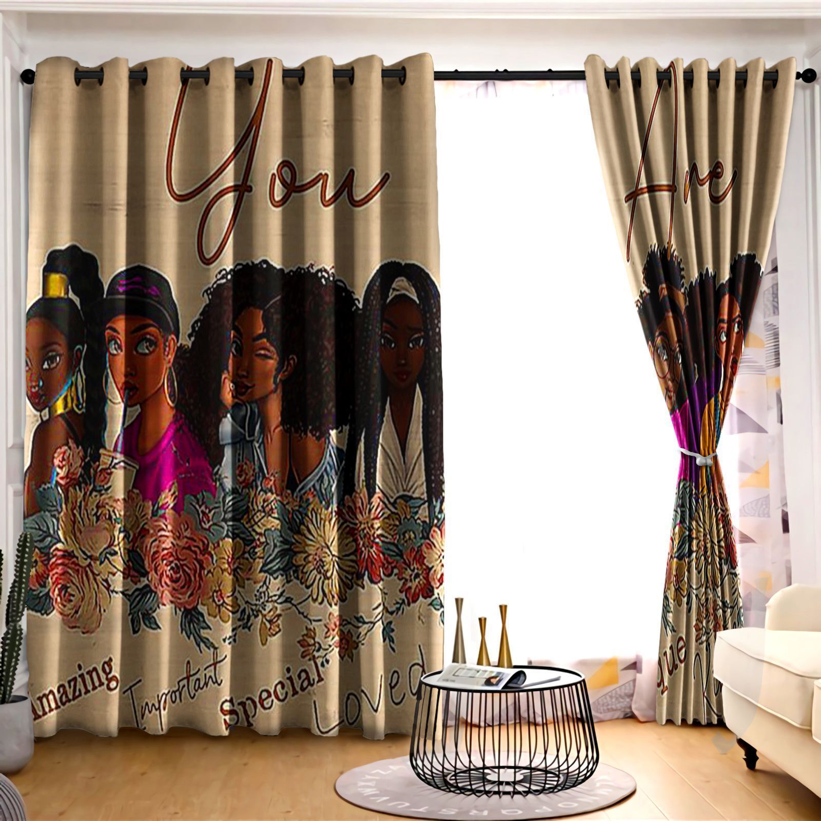 black girl unique special printed window curtain home decor 4516