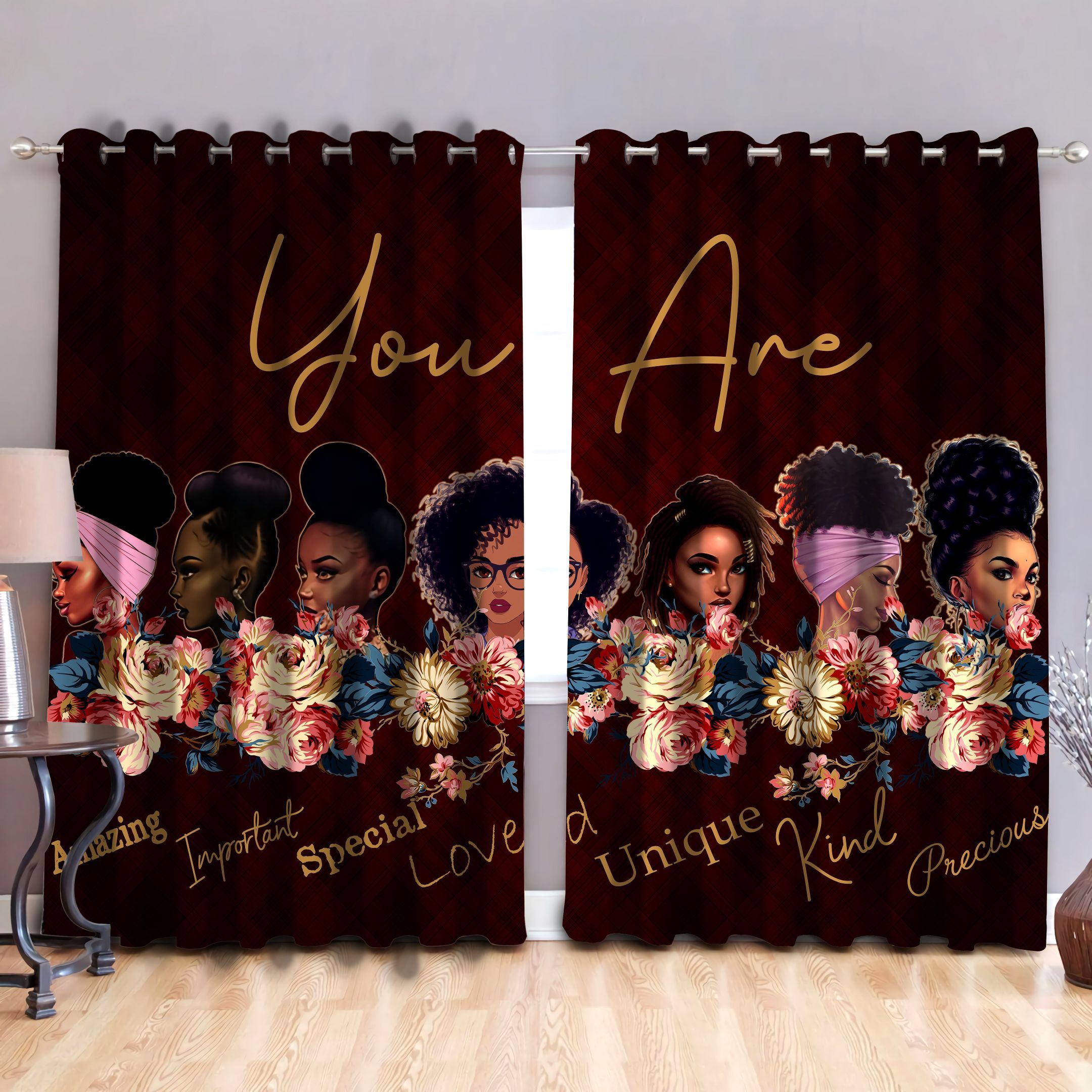 Black Girl You Are Special Unique Kind Flower Printed Window Curtain black girl you are special unique kind flower printed window curtain 2255