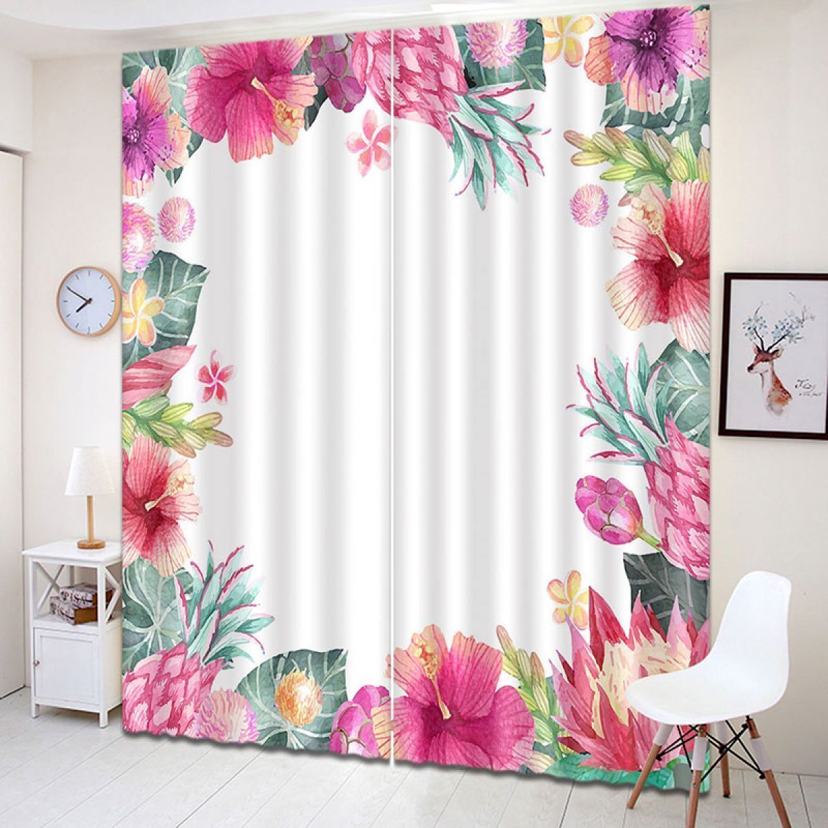Blossom Tropical Flower Hibiscus Printed Window Curtain Home Decor blossom tropical flower hibiscus printed window curtain home decor 5222