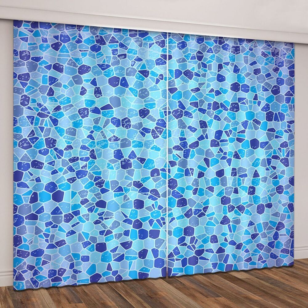 Blue Bohemian Geometric Pattern Printed Window Curtain Home Decor blue bohemian geometric pattern printed window curtain home decor 1225