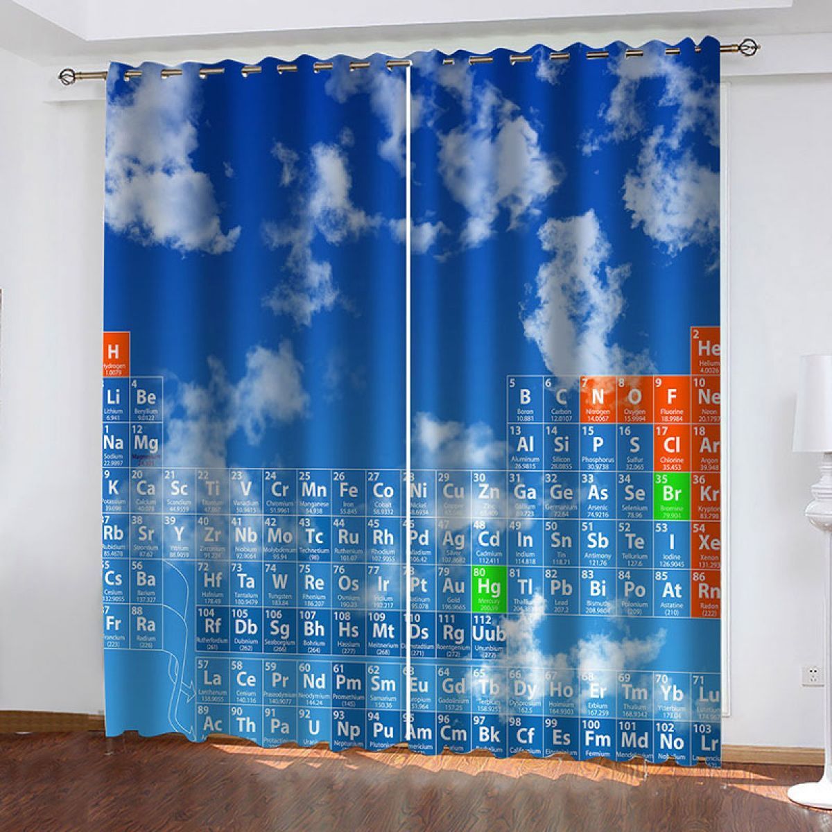 blue sky printed window curtain home decor 1626