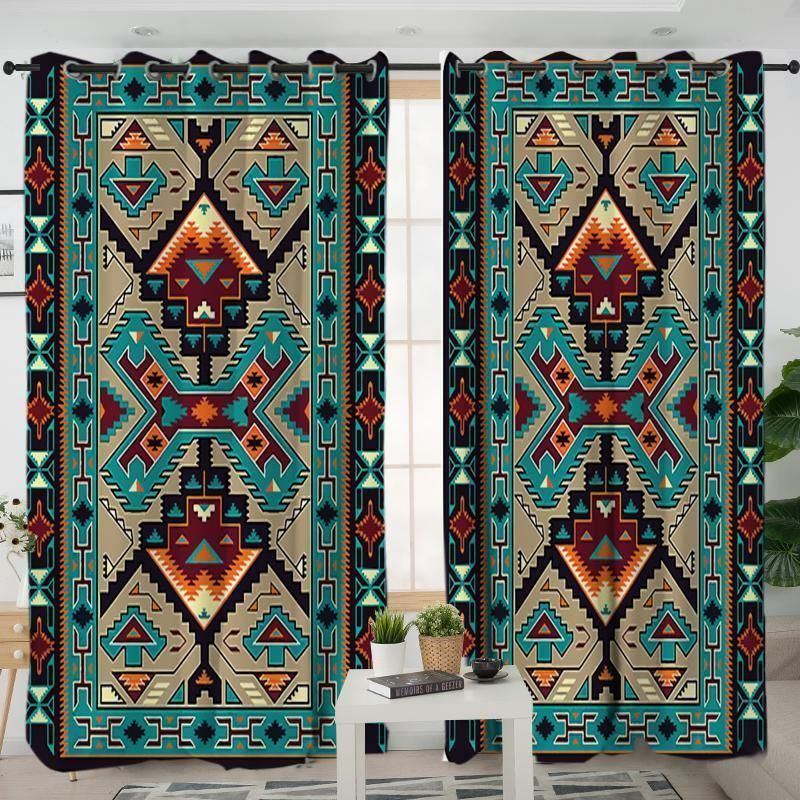 Blue Tribe Native Printed Window Curtains Home Decor blue tribe native printed window curtains home decor 3184
