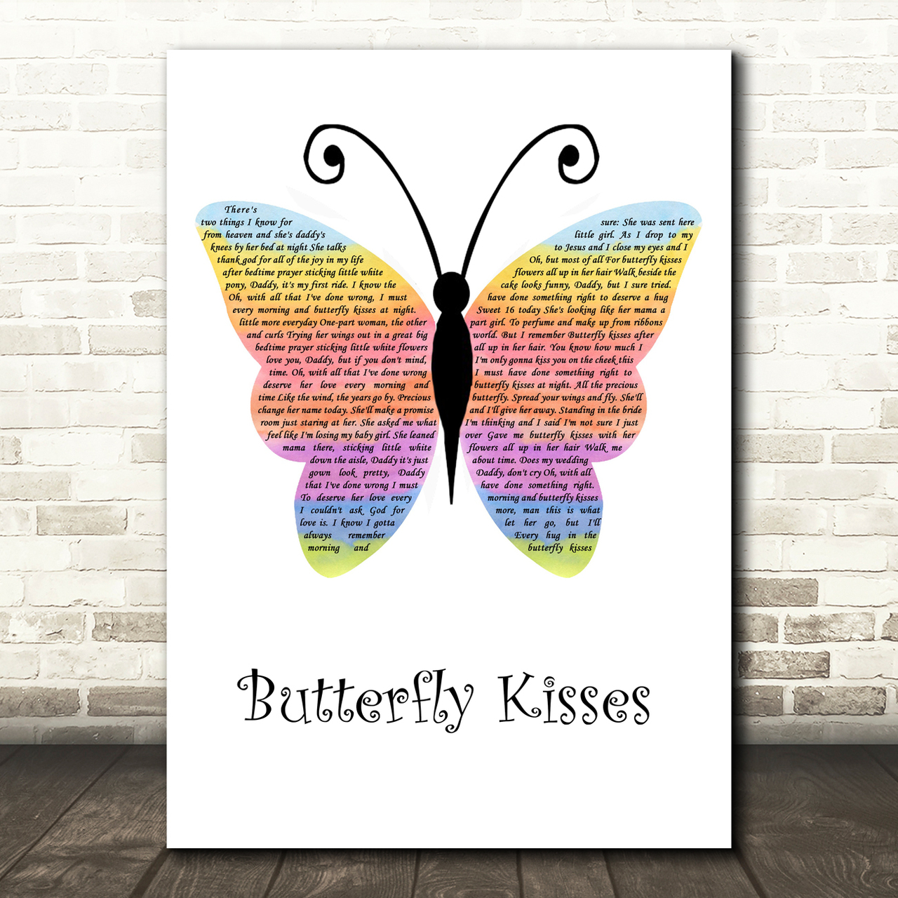 Bob Carlisle Butterfly Kisses Rainbow Butterfly Song Lyric Wall Art Print bob carlisle butterfly kisses rainbow butterfly song lyric wall art print 6666