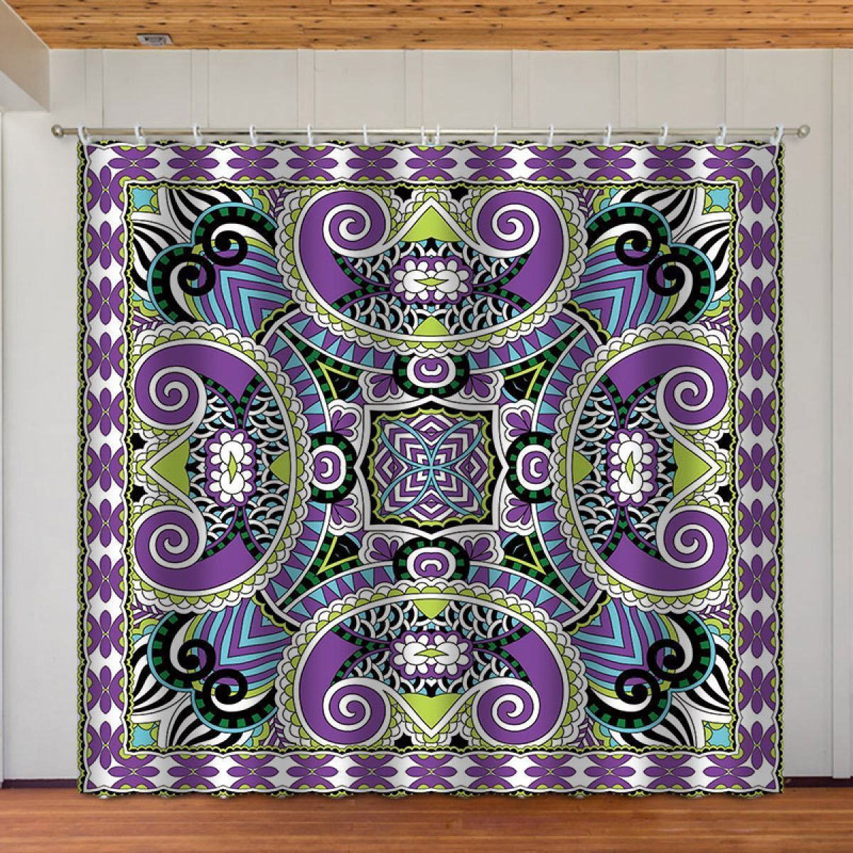 bohemia blossom purple printed window curtain home decor 6149