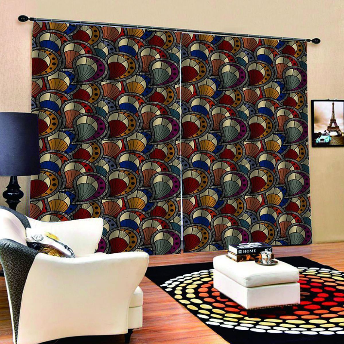 bohemian colorful pattern printed window curtain home decor 3206